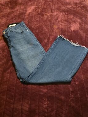 Raw Hem Mid Wash Blue Jeans